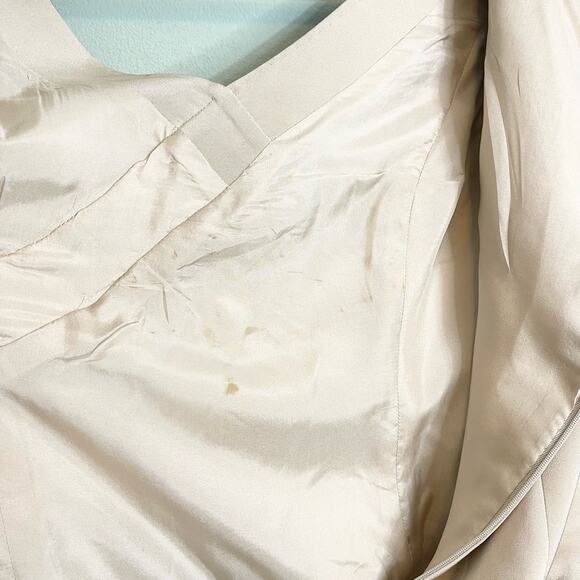 Carolina Herrera Razooks Champagne Lined 100% Silk V Neck Long Sleeve Gown Small - Picture 15 of 16